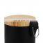 New design concept of 2021 wooden cover iron black cushioning household pedal bin