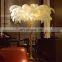 Feather Lights Resin Copper Brass Hotel Tree Standing Lamp Nordic Luxury Ostrich Feather LED Floor Lamp