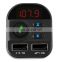 New Arrival Dual USB Ports 5V 3A Fast Charge Car Charger MP3 Player Blue tooth Multi functional Handsfree Car Charger for phone