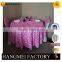 Luxury Special Embroidery Purple Color Satin Rose Hotel Table Cloth for Wedding