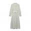 Nouvelle robe féminine de mode fran?aise en style européen et américain avec ceinture, robe midi rayée