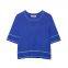 Summer new versatile women's clothing with contrasting color stitching and round neck short sleeved knitted top