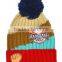 2015 Autumn Winter Newest Four Color Mixed Baseball Cup Applique Pom Pom Style Kids Knitted Wool Hat