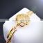 18k Gold Camellia Crystal Sparkle Diamond Hollow Chain Bangle Bracelet