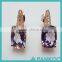 wholesale 925 sterling silver Gold-plated with inlaid amethyst jewelry fresh and simple Europe square earrings