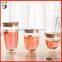Healthy Life Style High Borosilciate Anti-Heat Custom Size Bamboo Lid Double Wall Glass Tea Bottle