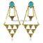 Fashion Fancy Tassels Crystal Drop Chandelier Metal Stud Earrings