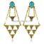 Fashion Fancy Tassels Crystal Drop Chandelier Metal Stud Earrings