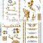Waterproof Body Art Mixed gold metallic body temporary tattoo sticker