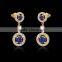 2016 Rellecona AAA+ multicolor cubic zirconia dangling earring yellow gold plated jewelry