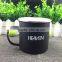 Bulk items of high quality 350ml carbon steel metal enamel coffee mug with stainless steel rim for promotional