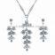 2016 new fashion korea crystal earring and chain necklace set 3pcs women's silver cheap jewellery