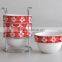 4pcs stackable ceramic bowl with iron rack & decal printing,cups