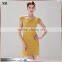 Grid pattern design shinny gold metallic effect ladies formal slim lace fashion dress SR-D9791