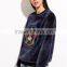 Navy Velvet Embroidered Sweatshirt Long Sleeve100 Cotton Frech Terry Custom Embroidery Sweatshirt Vintage Winter Coats