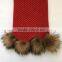 Myfur New Design Removable Raccoon Fur Pom Pom Knitted Scarf Real Fur Knitted Kids Scarf