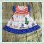 2017 Factory provide best price baby clothes 3-5 year old girl dress print colorful flags ruffle sleeve maxi dress for baby