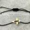 Stainless Steel Small Christian Cross Charm Elastic Black String Adjustable Bracelet Hand Braid Simple Stretching Cord Bracelet