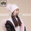 New Product Plain Winter Baby Striped Skullies Beanies Kintted With Two Colorful Pom Poms Beanie Hat Children Kids