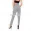 Custom fashion style black check paper bag trousers casual pants for women