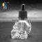 35ml glass bottle with dropper bottle skull glass bottle 35ml for tobacco tar skull bottle