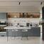 L-shaped White Solid Wood modern contemporary Quartz top Kitchen Cabinets cocinas