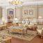 Luxury royal sofa gold real leather sofa living room furniture antique living room sofas