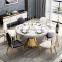 Nordic style luxury dinning room furniture tables and 6 leather chairs round marble dining tables set