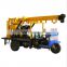 200 meter deep mobile drilling rig with Tricycle chassis can move in muddy road