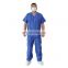 disposable blue V-shape collar scrub suit set for surgeon