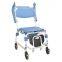 Hige-Quality Folding Aluminum Commode Chair Shower Wheelchair with 4-Inch Wheel for Disable Elder