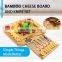 Hot sale bamboo cheese board set with drawer cheese board