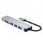 Aluminum 6 In 1 USB Hub HDMI*1+USB3 .0*1+USB 2.0*2+micro SD*1+SD*1