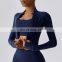 Custom Full Zipper Sports Slim Four Way Stretch Jackets Women Long Sleeve Yoga Crop Tops