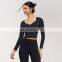 Breathable Fitness Crop Top Loose Yoga Long Sleeve Women Gym Shirt Quick Drying Running Elastic Top Yoga Wear