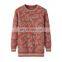 Custom Vintage 100% Cashmere Women's Crew Neck Pullover Knitted Intarsia Leaves Pattern Sweater for Winter OEM Service