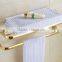 Golden Finish Modern Square Stainless Steel Towel Rack Holder Shelf W/ Towel Bar Hanger