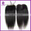 STOCK silky straight natural black color cheap free parting human hair lace closure bleached knots with 4x4inch folded edge