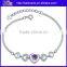 Fashion 925 Sterling Silver Diamond Heart Shaped Tennis Bracelet Heart Bracelet