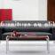 High Density Foam chrome metal black Leather office sofa set HX-S3014