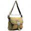 Vintage Leather Canvas College Student Shoulder Bag Trendy Messenger Bag