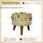 Modern Wooden Upholstered Stool with Mini Tassels Attached for Decoration