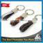 Quality faux skin leather key chain rings with Neuter Stripe or Single color