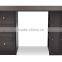 wooden computer desk with bookshelf and drawers