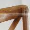 Cane seat brown color X back chair for resturant use cross back wooden chair