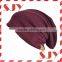 New arrival knitted slouchy custom leather patch beanies