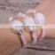 Silver Plated Quartz Stone Connector Druzy Bracelet, Rose Quartz Stone Beaded Bracelets