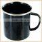 Promotional black speckles camping enamel cup/steel rim enamel mug with white spots