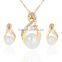 Small Order China Wholesale necklace with pearl earring gold 3pcs jewelry set korean