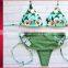 Wholesale Green Leaf print with Tassels Latest Fashion Woman women swimsuit 2017